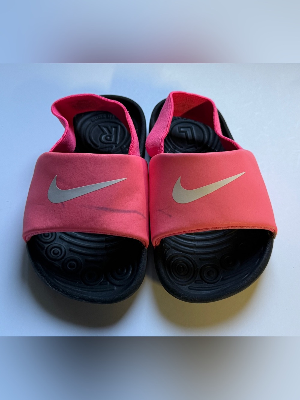 Nike Toddler Girls Kawa Coral Pink and Black Slide Sandals, Size 7c